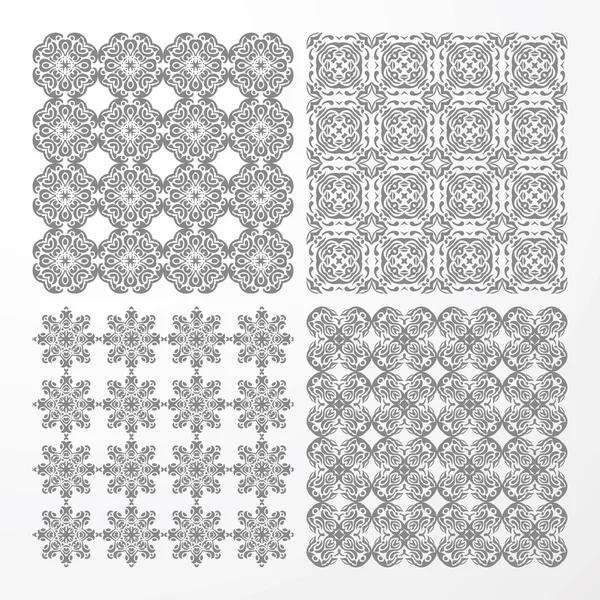 Set monochrome geometrical seamless patterns. — Stock Vector