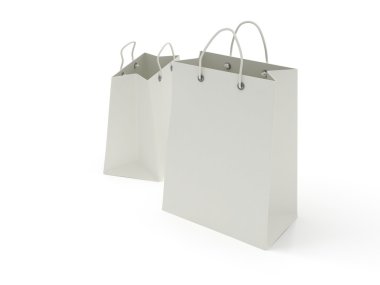 iki klasik Beyaz alışveriş torbaları (3d render)