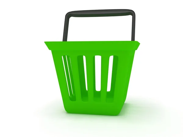 3D renderização de uma cesta de compras verde — Fotografia de Stock