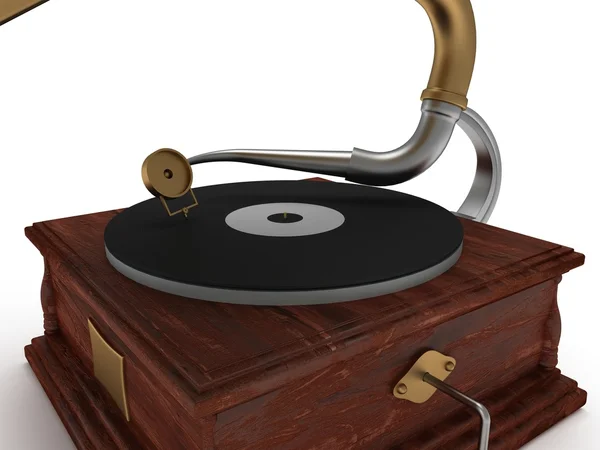 Vieux gramophone vintage 3d isolé sur blanc — Photo