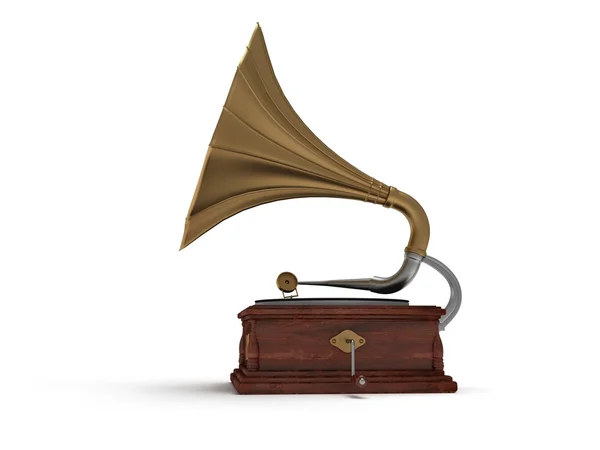 Vieux gramophone vintage 3d isolé sur blanc — Photo