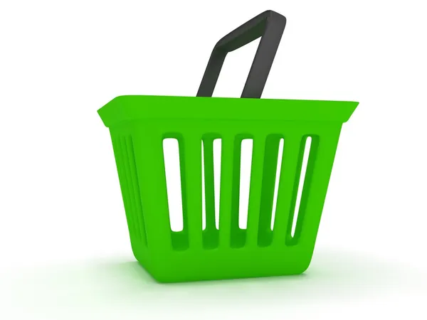3D-Darstellung eines grünen Warenkorbs — Stockfoto
