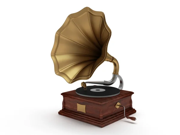 Vieux gramophone vintage 3d isolé sur blanc — Photo