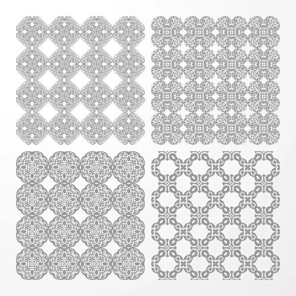 Set monochrome geometrical seamless patterns. — Stock Vector