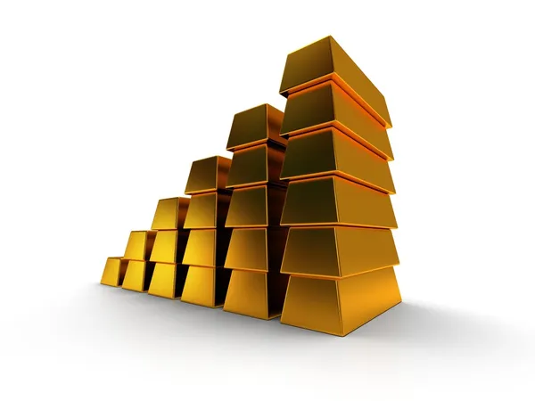 Business graph of gold bars 3d render — Stock Photo, Image