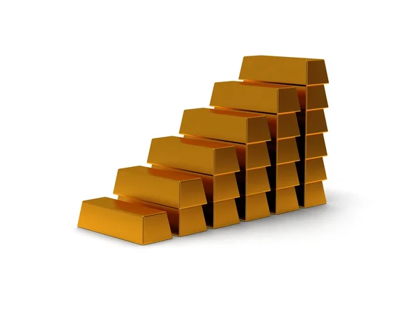 Gráfico de negócios de barras de ouro 3d render — Fotografia de Stock