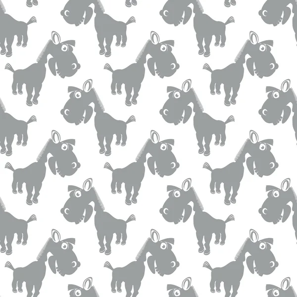 Seamless vector pattern with cute cartoon horses — Stock Vector