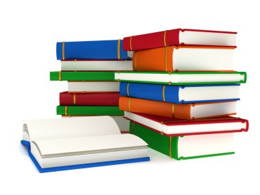 kitap ve beyaz arka açık kitap 3D yığınları