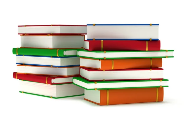 3d pilas de libros en la espalda blanca —  Fotos de Stock