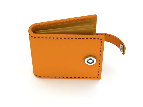 Render 3D otwarte skórzany portfel na biały — Zdjęcie stockowe