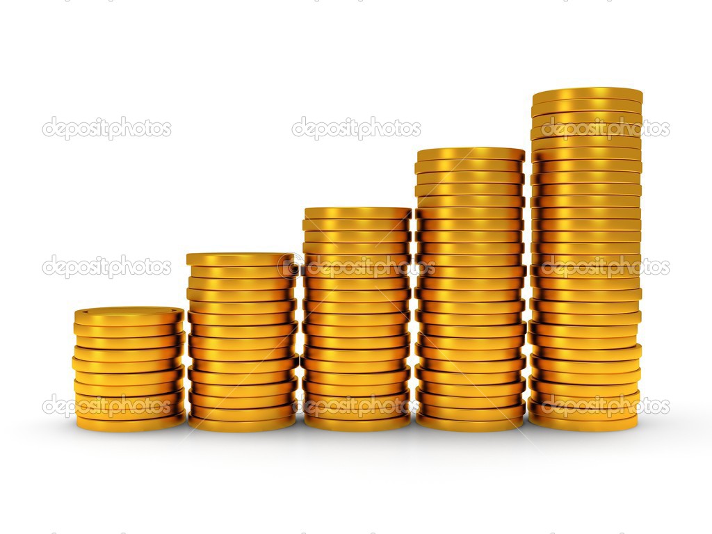 3d schedule of golden coins as stairs on white