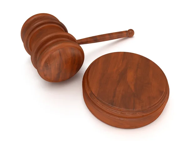 3D ξύλινο σφυρί. δικαστής, δίκαιο, δημοπρασία έννοια — Φωτογραφία Αρχείου