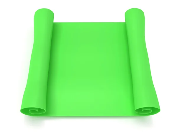 Zöld üres görgetés papír. Kézirat. 3D render — Stock Fotó