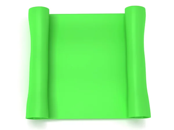 Zelená prázdné svitek papíru. rukopis. 3D vykreslování — Stock fotografie