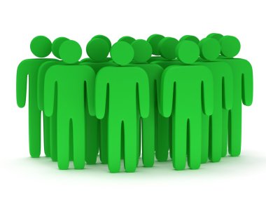 stilize yeşil insanların grup stand üzerine beyaz