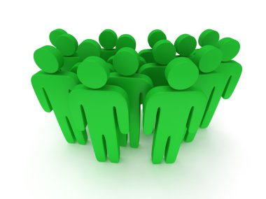 stilize yeşil insanların grup stand üzerine beyaz