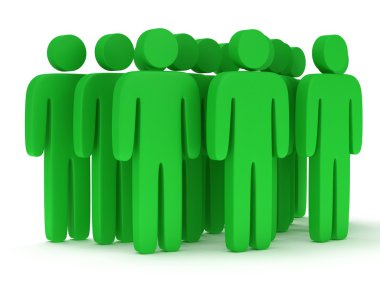 stilize yeşil insanların grup stand üzerine beyaz
