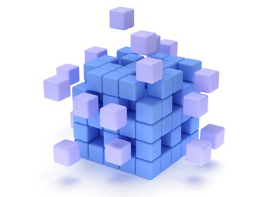 küp blok. kavram montaj. üzerine beyaz.