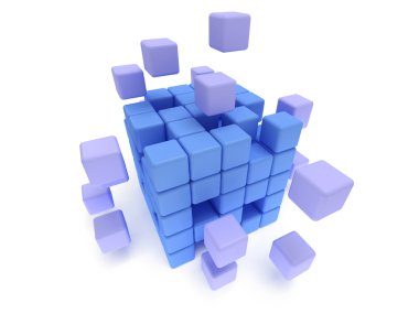 küp blok. kavram montaj. üzerine beyaz.