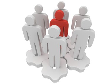 ekip çalışması. stilize kişilik grup vites üzerinde durmak.