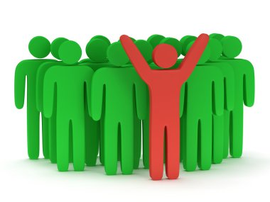 Grup teamleader ile stilize yeşil insan