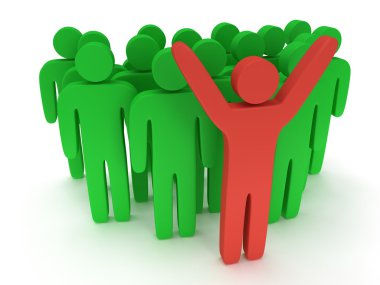 Grup teamleader ile stilize yeşil insan