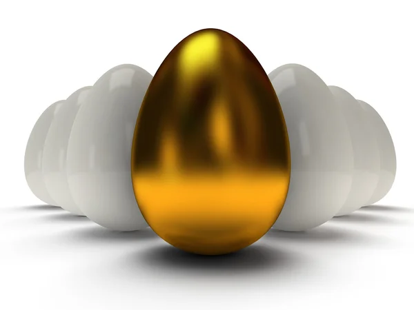 3d brillantes huevos dorados y blancos — Foto de Stock