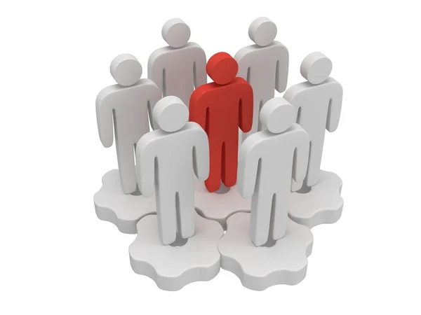 Teamwork. Group of stylized people stand on gears. — Stock Photo, Image