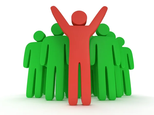 Group of stylized green people with teamleader — Stock Photo, Image