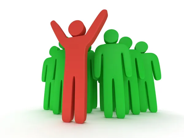 Group of stylized green people with teamleader — Stock Photo, Image