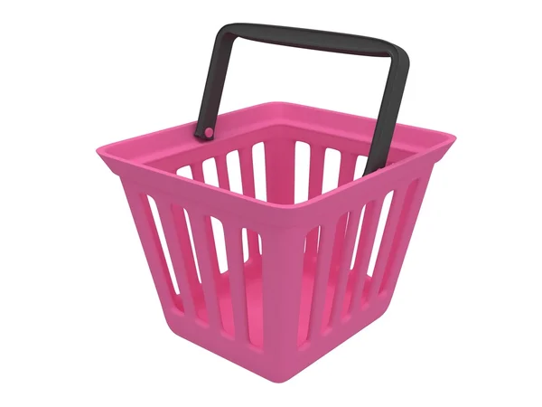 ショッピング バスケット ピンクの 3 d レンダリング — ストック写真