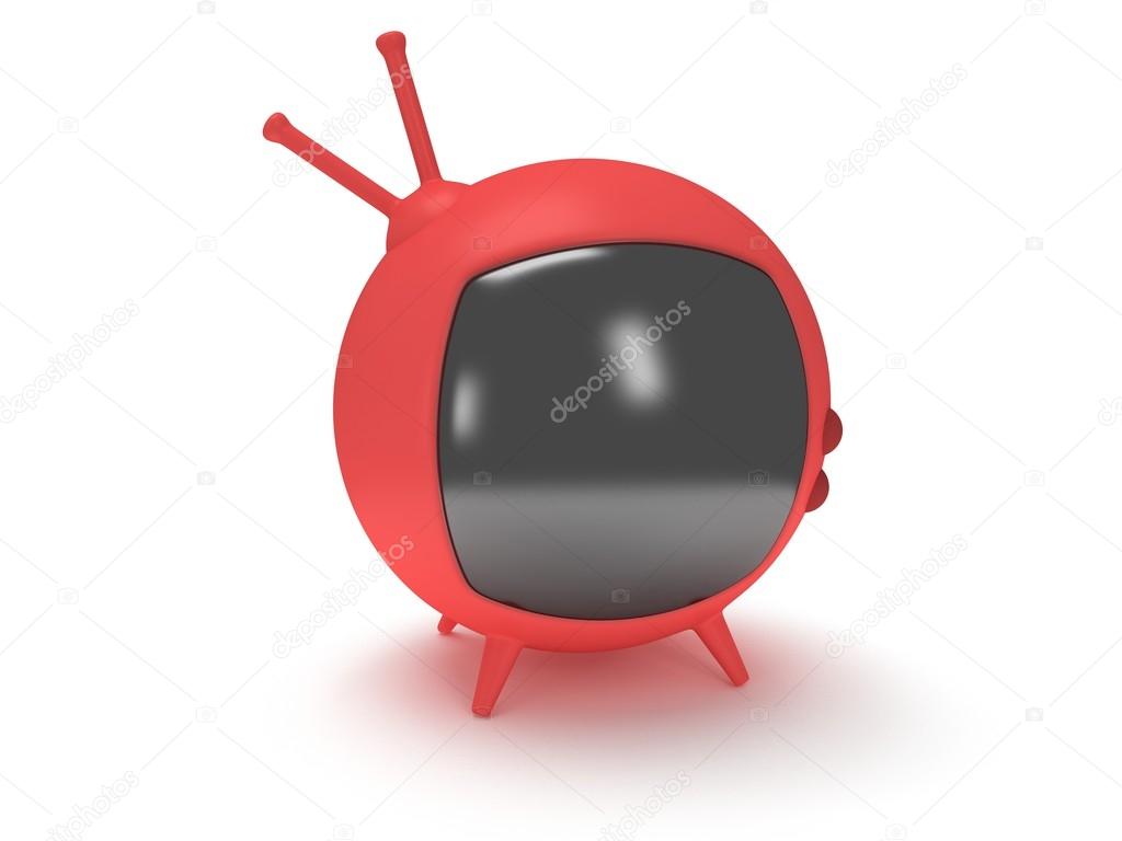 Funny TV with antenna. 3d render. Isolated.