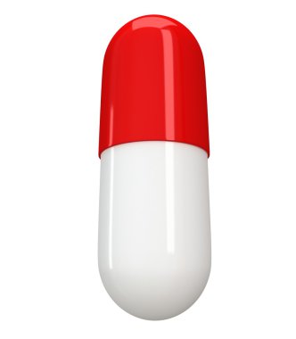 yarım kırmızı yarı beyaz hap kapsül. 3D