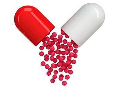 kırmızı beyaz hapı kapsülü açıldı. 3D