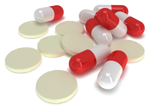 Pálido de píldoras médicas - tabletas 3d — Foto de Stock
