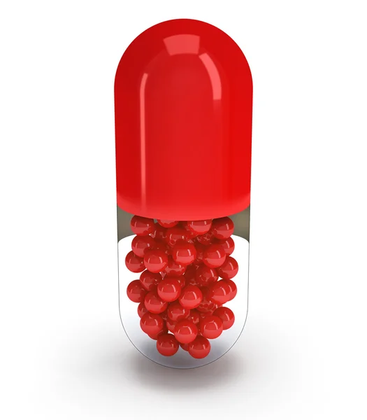 Half red pill capsule. 3D — Stock Photo, Image