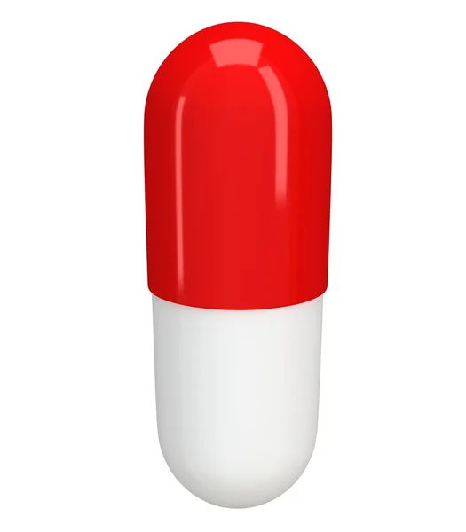 Halve rode halve witte pil capsule. 3D — Stockfoto