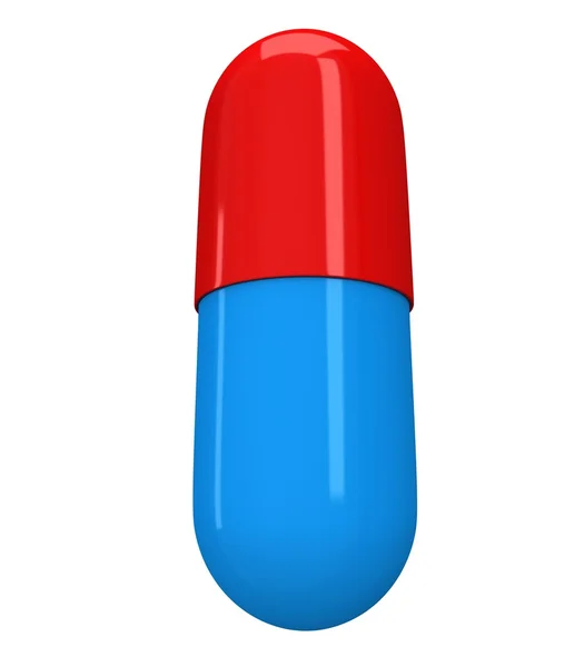 Moitié rouge moitié capsule de pilule bleue. 3D — Photo