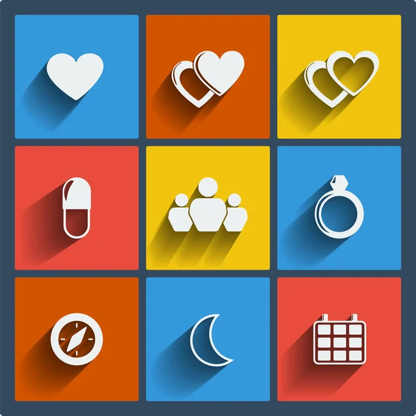 Set of 9 web and mobile icons. Vector. — Stock Vector