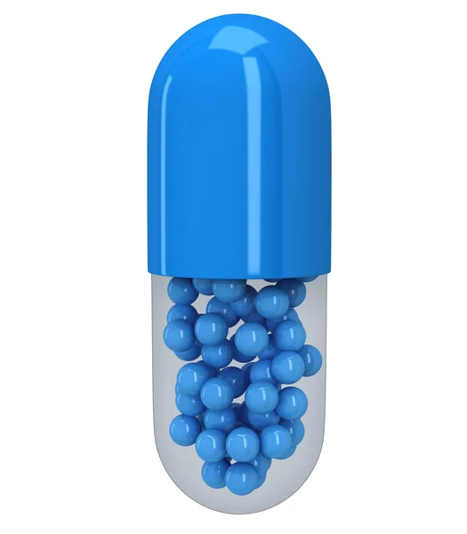 Połówka kapsułki niebieską pigułkę. 3D — Zdjęcie stockowe