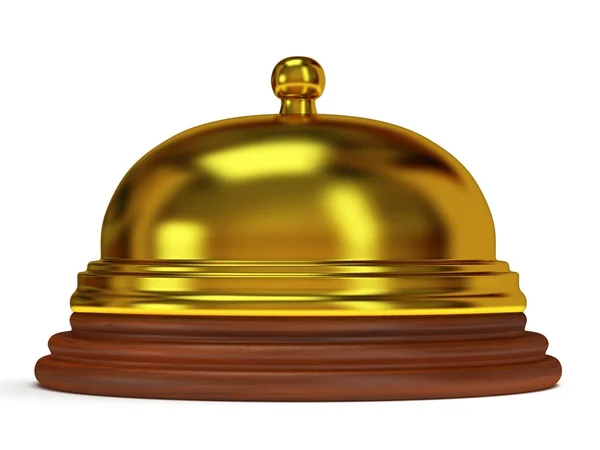 Gyllene hotel reception bell. 3D gör. — Stockfoto