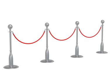 Gümüş ip bariyer üzerinde beyaz