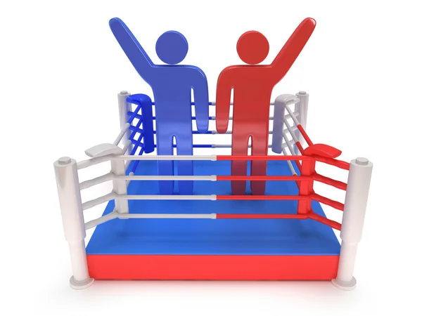 Deux hommes sur le ring de boxe. Rendez-vous 3D haute résolution . — Photo