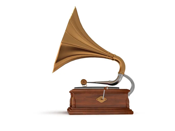 3d old vintage gramophone isolated on white — Stock Photo, Image