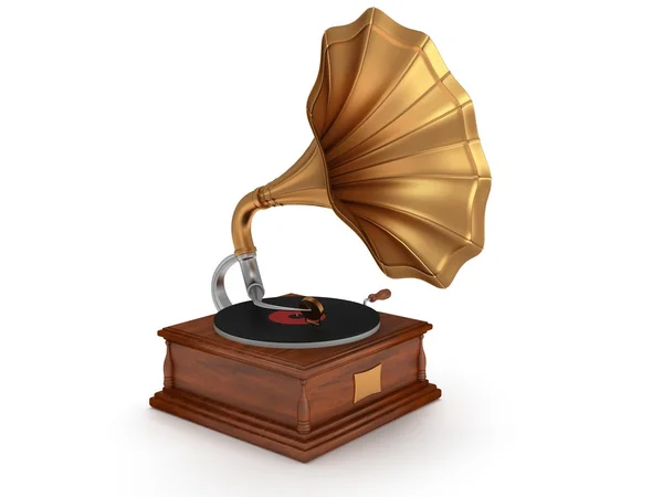 Vieux gramophone vintage 3d isolé sur blanc — Photo