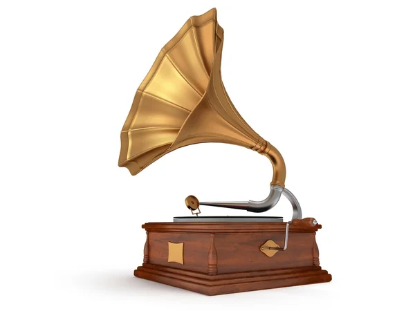 Vieux gramophone vintage 3d isolé sur blanc — Photo