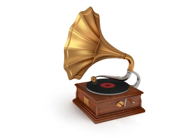 Vieux gramophone vintage 3d isolé sur blanc — Photo