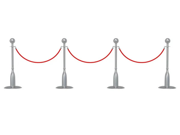 Silver rope barrier over white — Stock Photo, Image