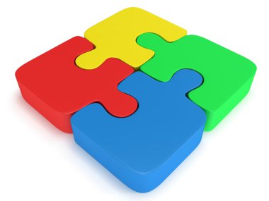 3D renk üzerine beyaz puzzle