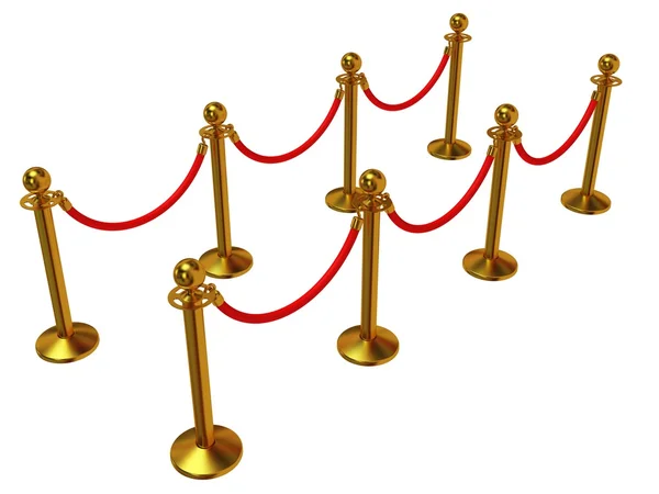 Golden rope barrier over white — Stock Photo, Image